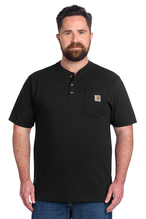 black Short Sleeve Henley T-Shirt