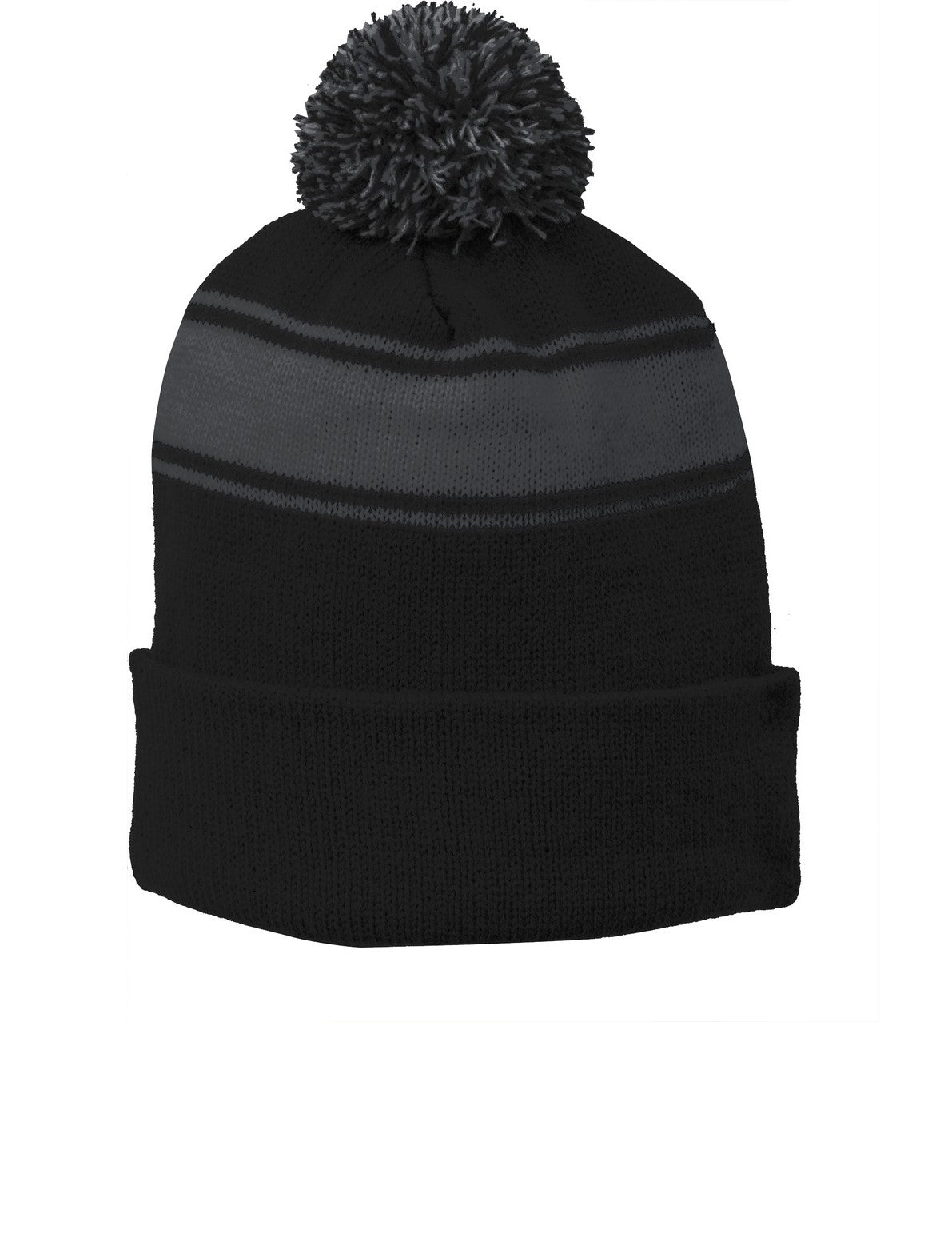 Sport-Tek® Stripe Pom Pom Beanie