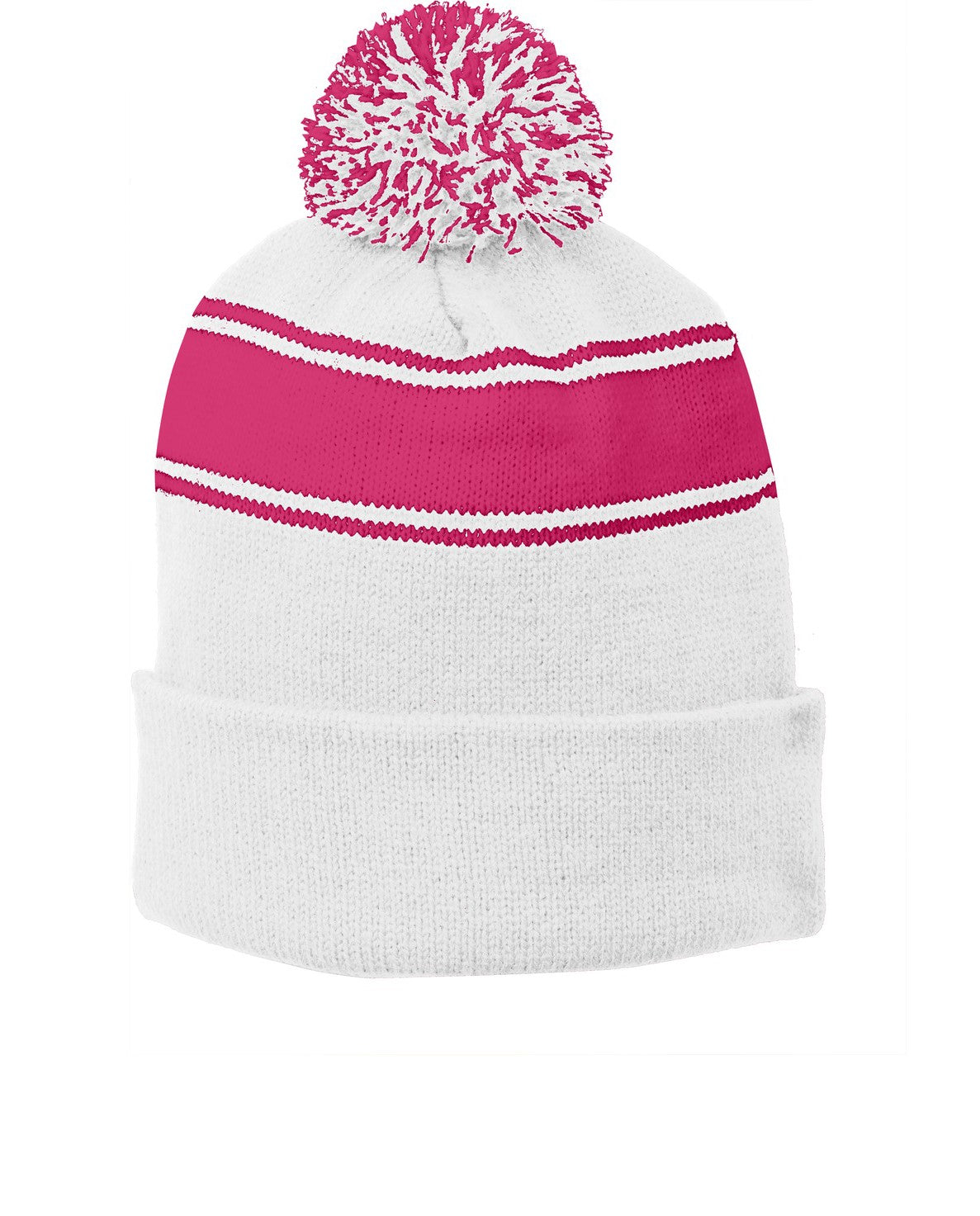 Sport-Tek® Stripe Pom Pom Beanie