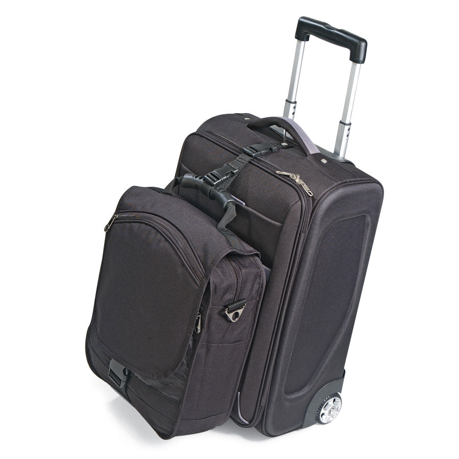 Black rolling / wheeled luggage with top handle for travel