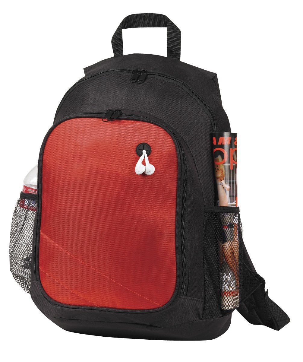 RED backpack with a front pocket USA