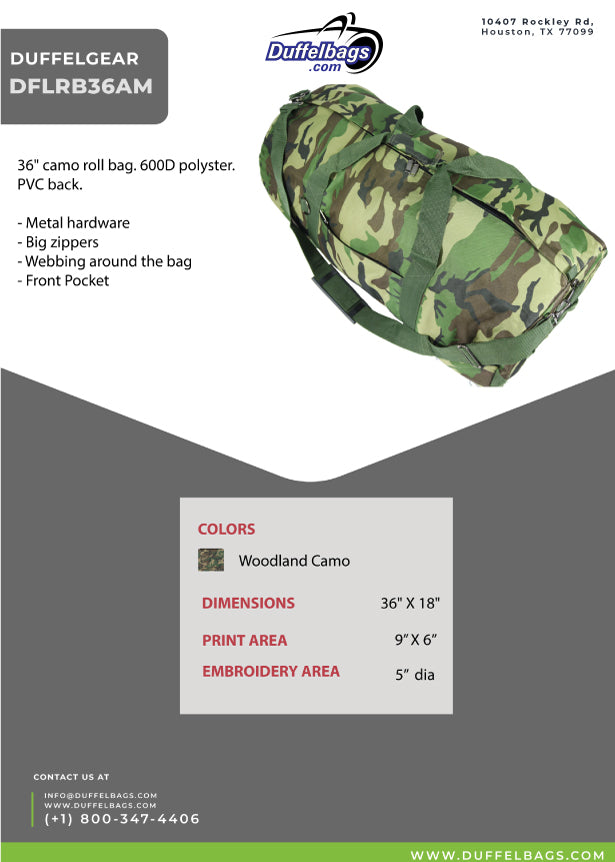 36" DuffelGear Large Camo Roll Duffel Bag