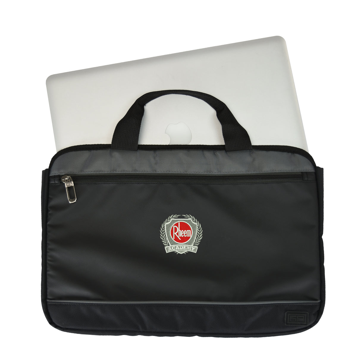 Black and gray padded laptop sleeve
