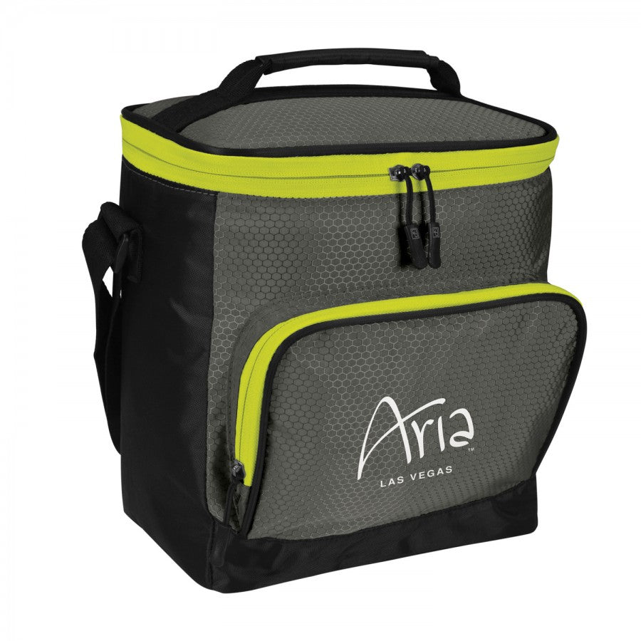 Grey with yellow accents insulated cooler bag 10 can capacity
