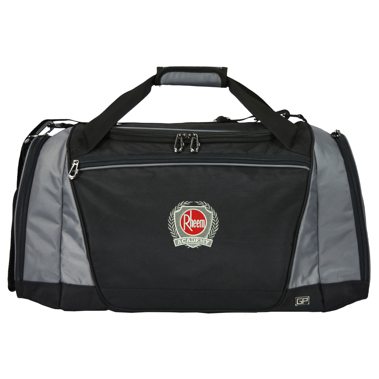 Black and gray duffel bag for gym