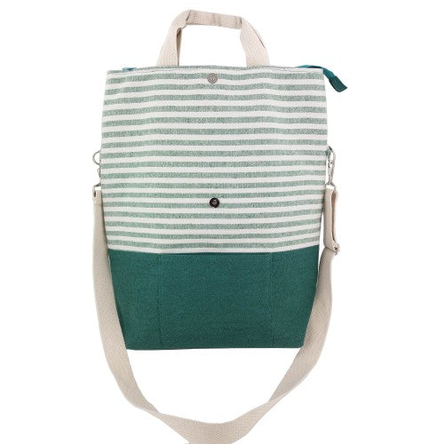 Striped 2-Way Carry Fashion Tote Bag