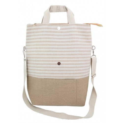 Striped 2-Way Carry Fashion Tote Bag