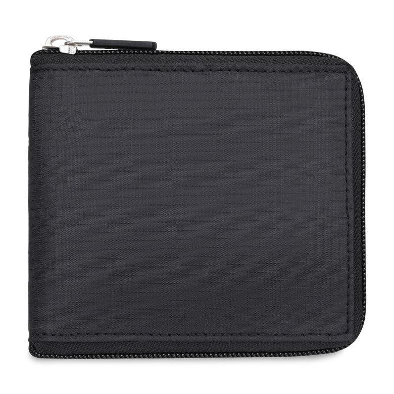 Black zippered wallet in USA