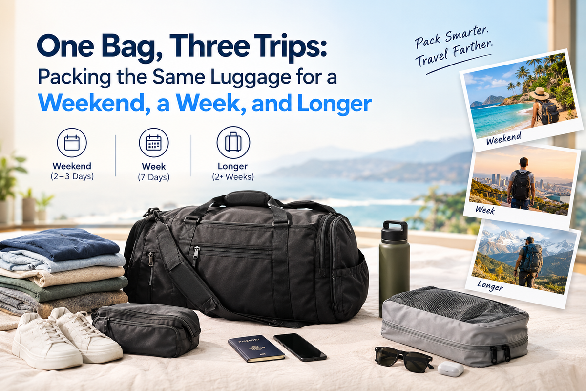 One Bag, Three Trips: Packing the Same Luggage for a Weekend, a Week, and Longer