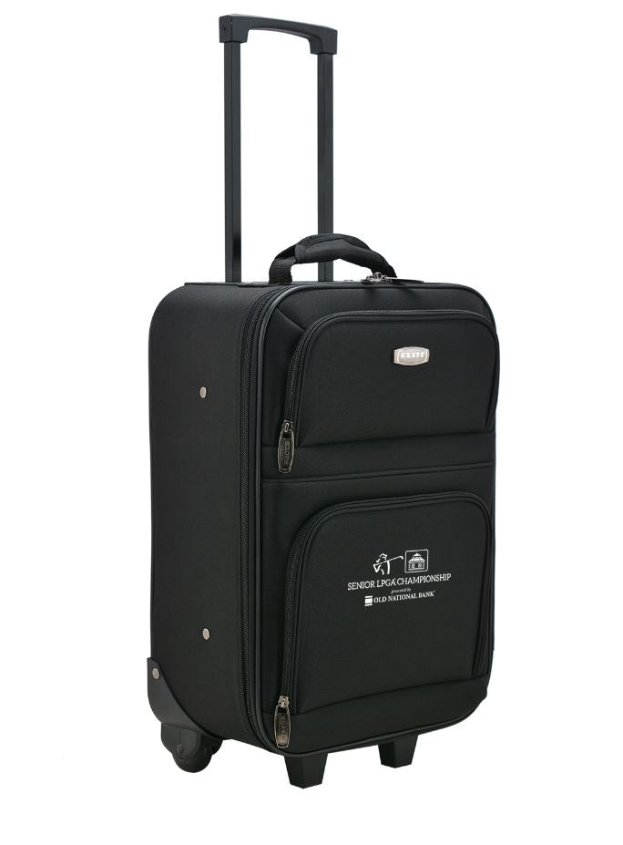 Black wheeled luggage carry on for travel