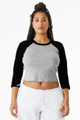 BELLA+CANVAS® Women’s Micro Rib 3/4 Raglan Baby Tee