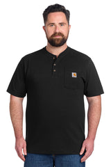 black Short Sleeve Henley T-Shirt