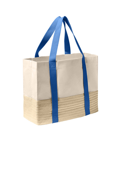 cream white with blue strip shopping bag USA