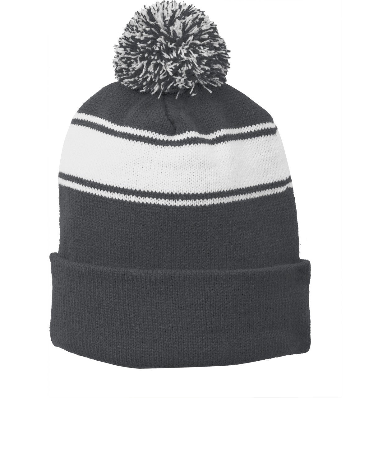 Sport-Tek® Stripe Pom Pom Beanie