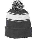Sport-Tek® Stripe Pom Pom Beanie