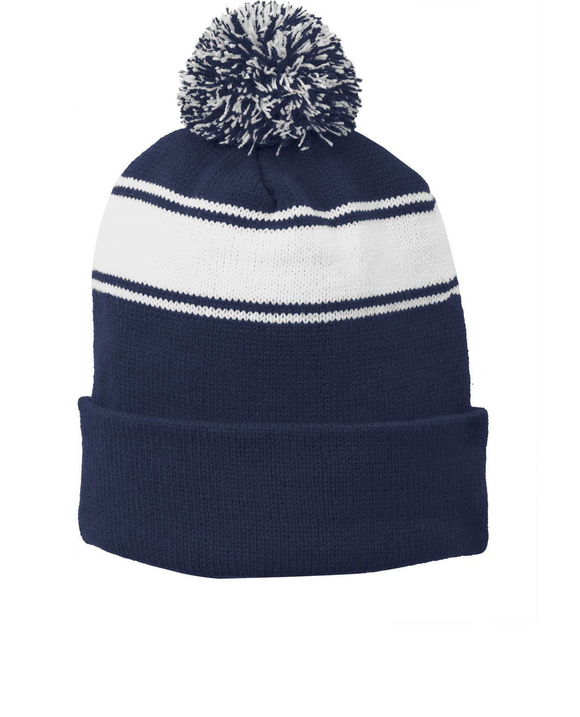 Sport-Tek® Stripe Pom Pom Beanie