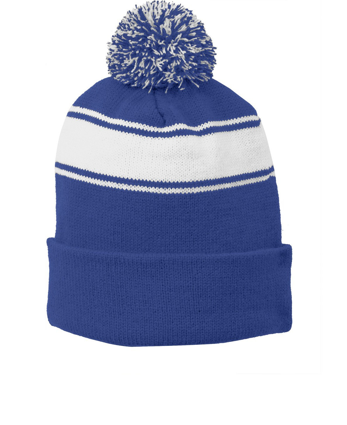 Sport-Tek® Stripe Pom Pom Beanie