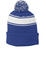 Sport-Tek® Stripe Pom Pom Beanie
