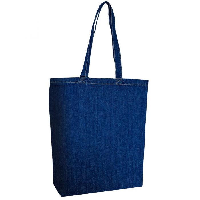 Cotton Denim Gusseted Tote Bag