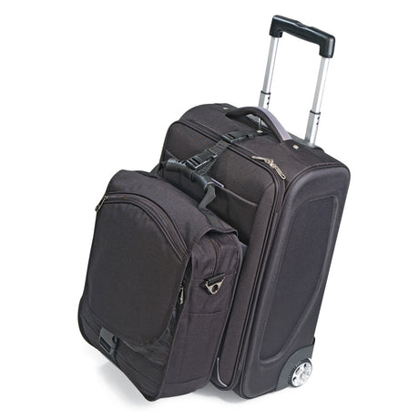 Black rolling / wheeled luggage with top handle for travel 