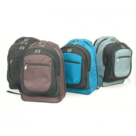 Four backpacks in different colors on a white background USA