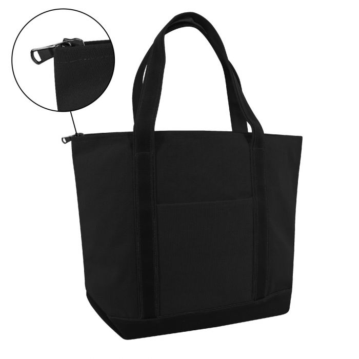 XL Zippered Cotton Canvas Resort Tote