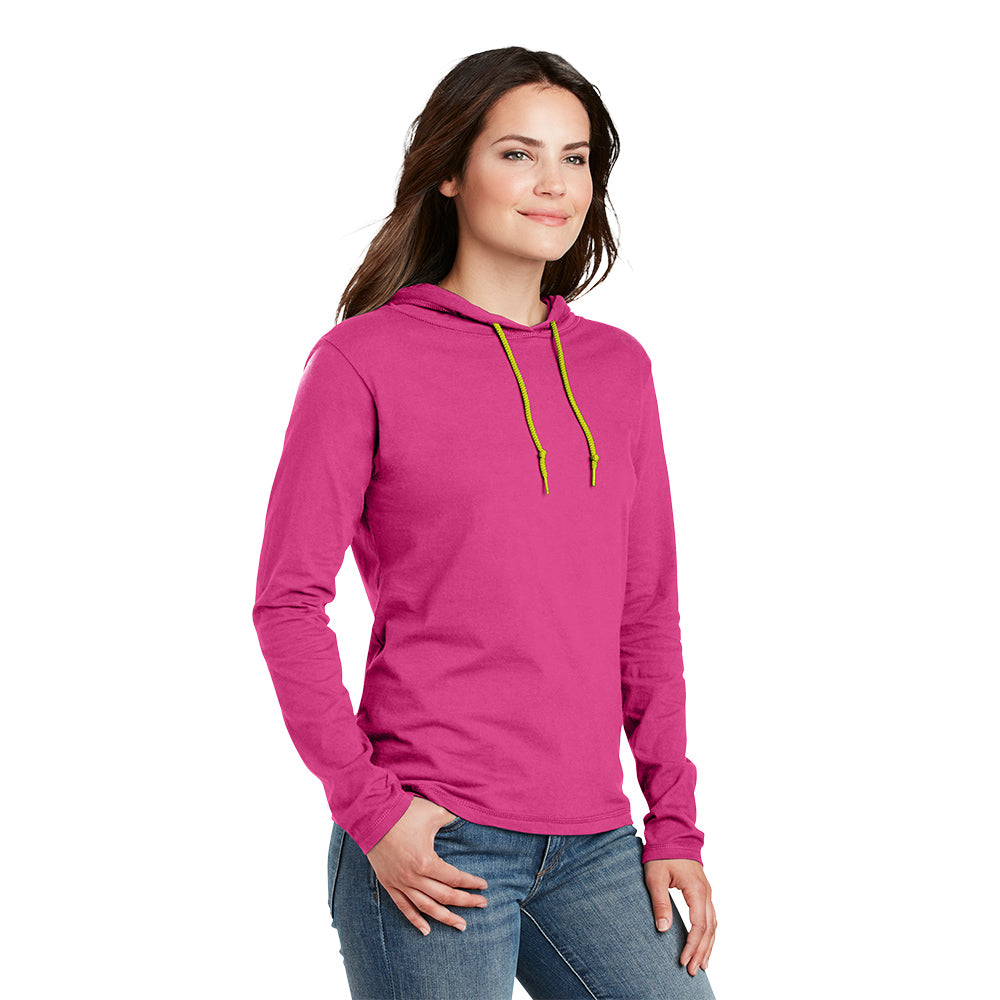 Anvil® Ladies 100% Combed Ring Spun Cotton Long Sleeve Hooded T-Shirt