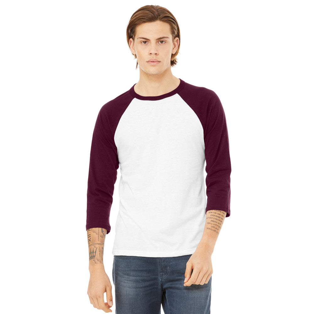 BELLA+CANVAS ® Unisex 3/4-Sleeve Baseball Tee