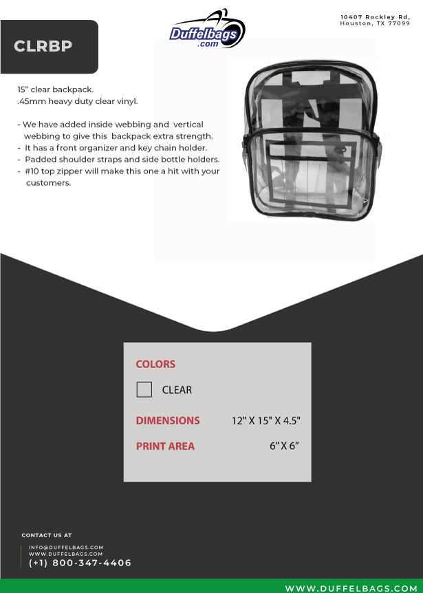 DuffelGear Clear Backpack