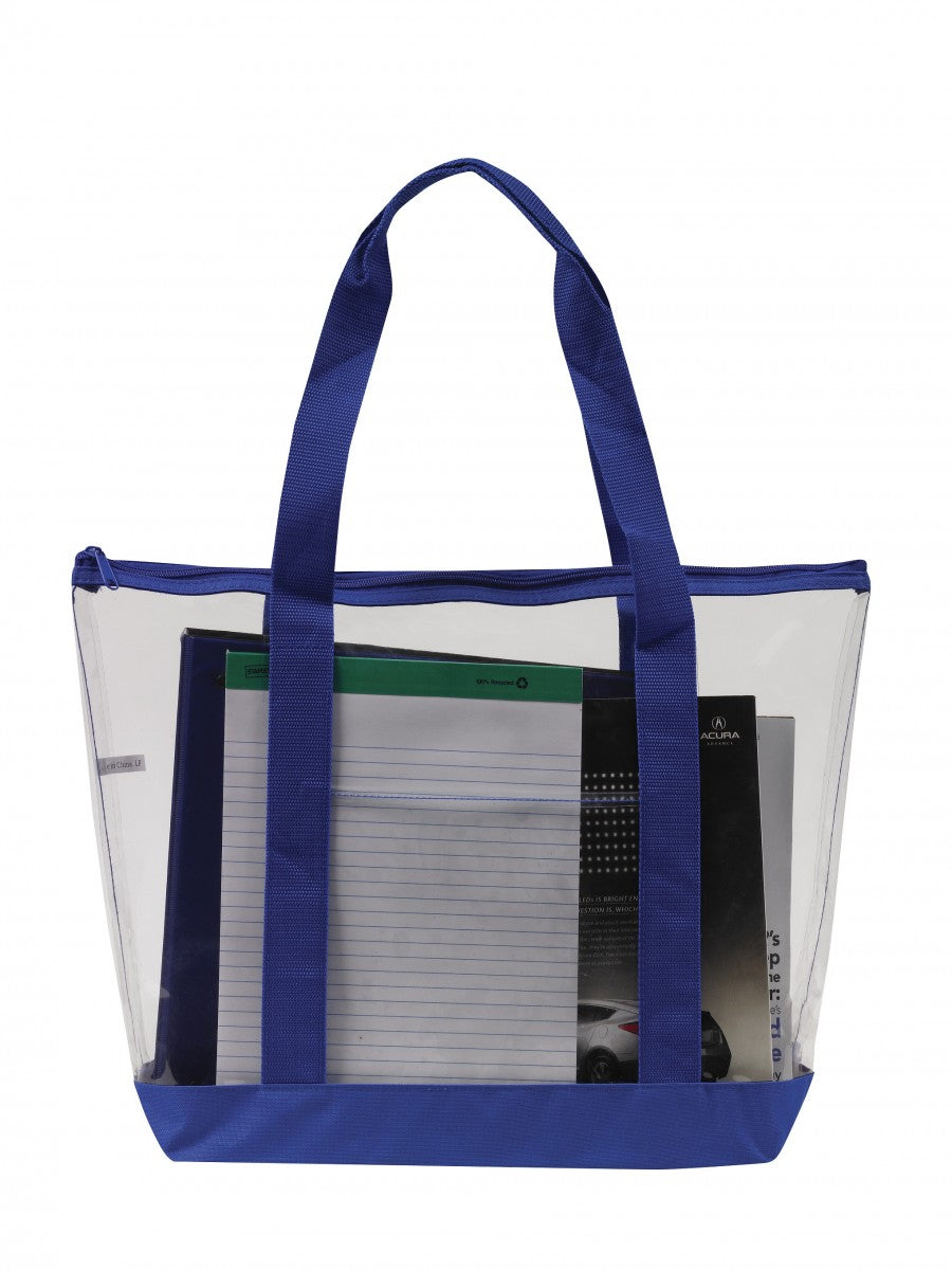 Clear Zipper Tote Security Bag With Pocket