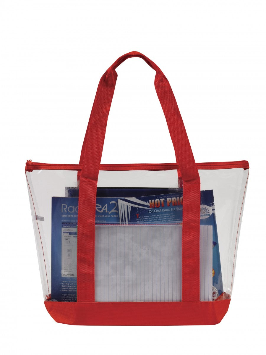 Clear Zipper Tote Security Bag With Pocket