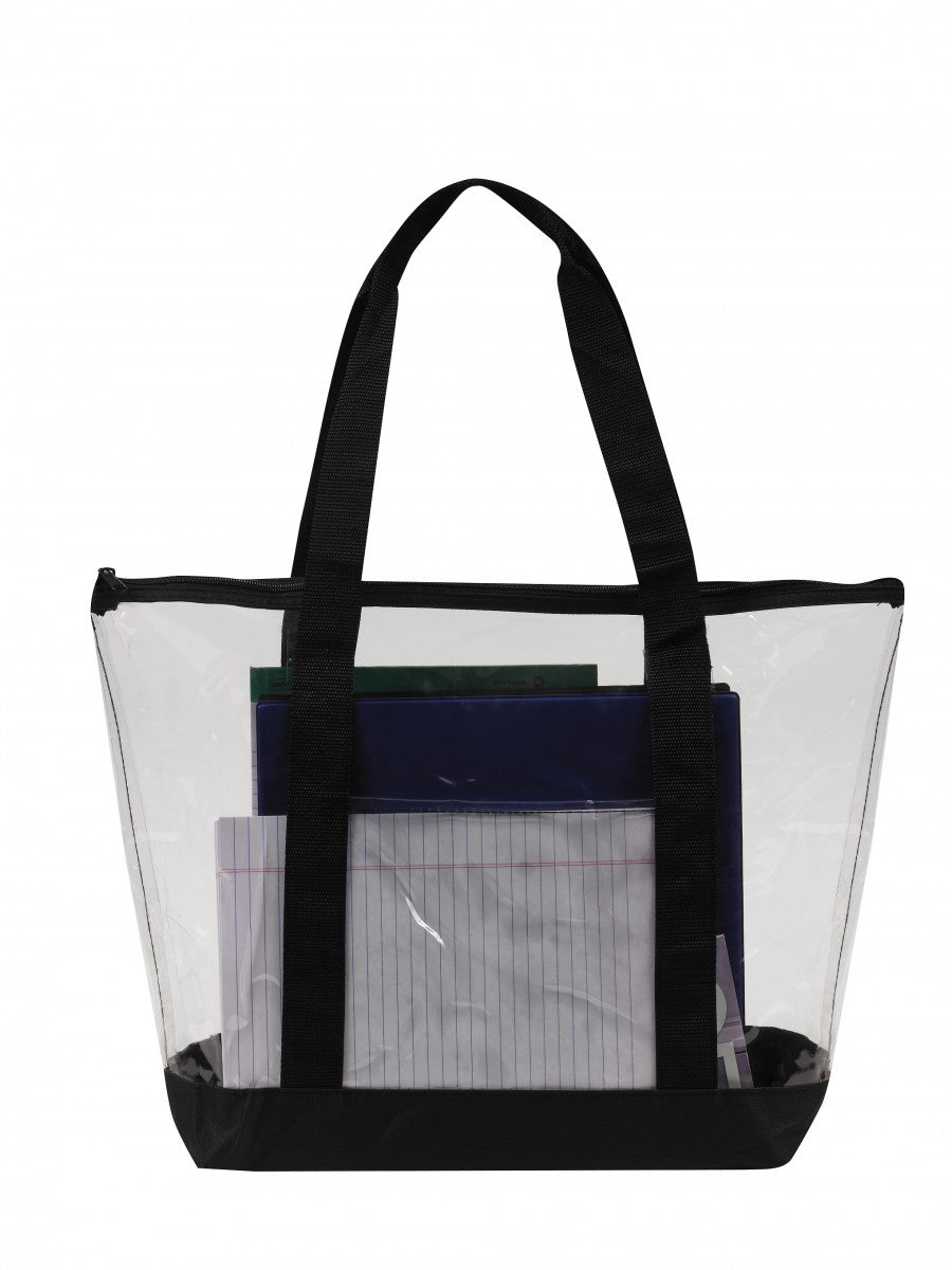 Clear Zipper Tote Security Bag With Pocket