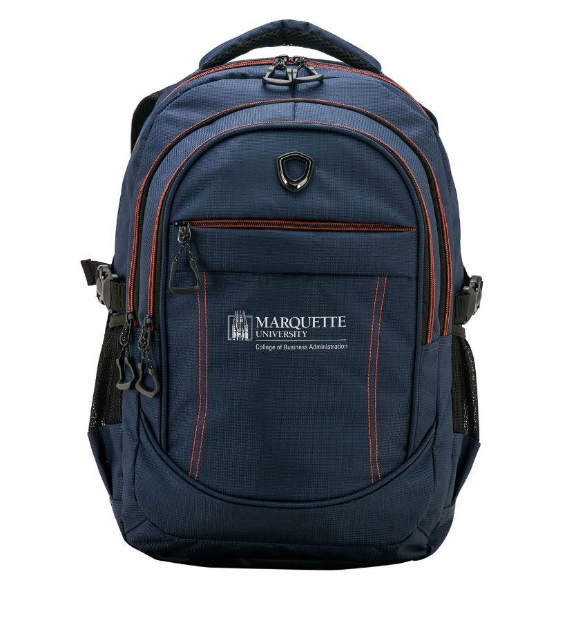 Blue laptop backpack with USB charging port for everyday use