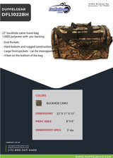 22"  DuffelGear Buckhide Camo Duffel Bag