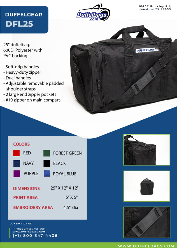 25" DuffelGear Sport Duffel Bag