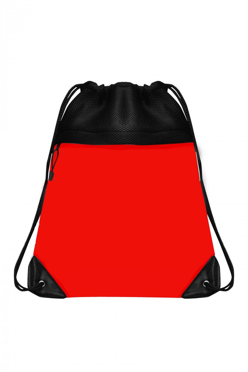 Mesh Drawstring Bag with Micro Fiber Front Zipper Pocket