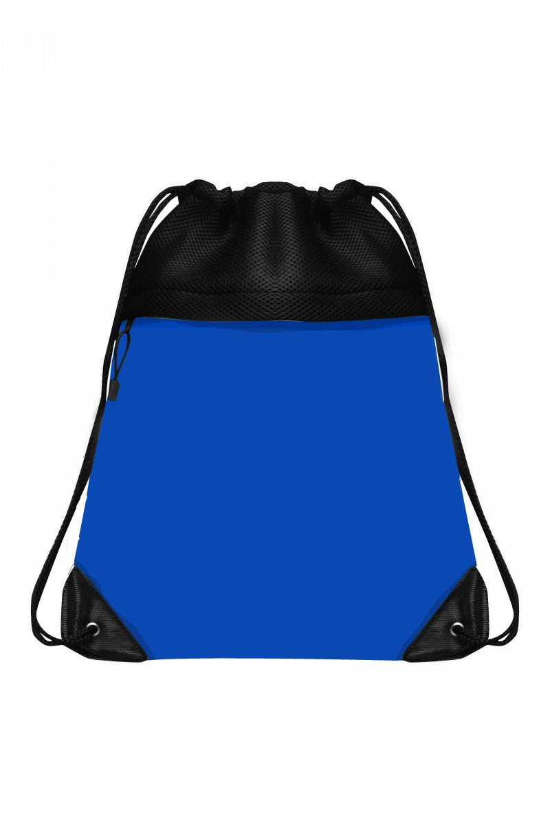 Mesh Drawstring Bag with Micro Fiber Front Zipper Pocket