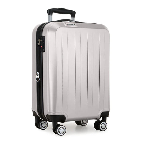 Silver/grey wheeled luggage for travel