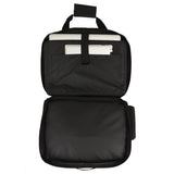 Black briefcase with top grab handle for office use with laptop & ipad sleeve