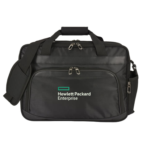 Black briefcase with top grab handle for office use