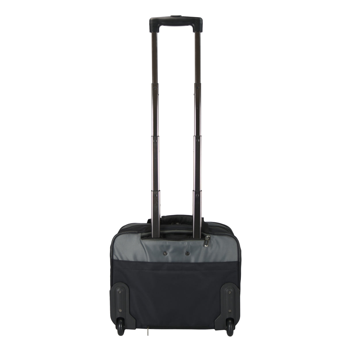 Black and gray rolling wheeled suitcase 
