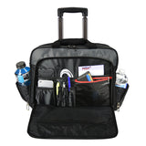 Black and gray rolling wheeled suitcase 