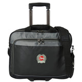 Black and gray rolling wheeled suitcase 