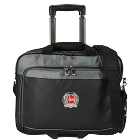 Black and gray rolling wheeled suitcase 