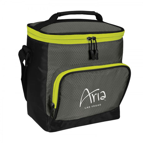 Grey with yellow accents insulated cooler bag 10 can capacity
