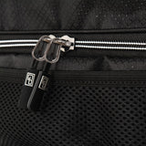 Black backpack cooler bag 24 can capacity with zipper closure
