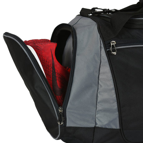 Black and gray duffel bag for gym 