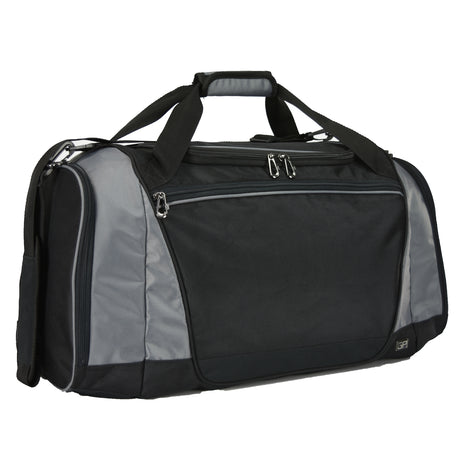 Black and gray duffel bag for gym 