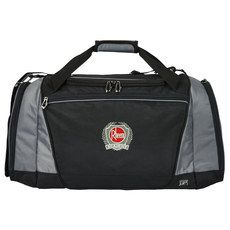 Black and gray duffel bag for gym 