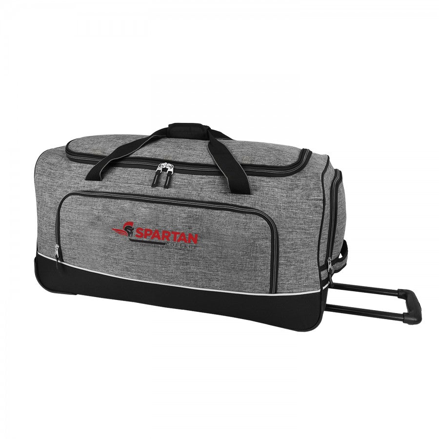 Gray wheeled travel duffel bag USA